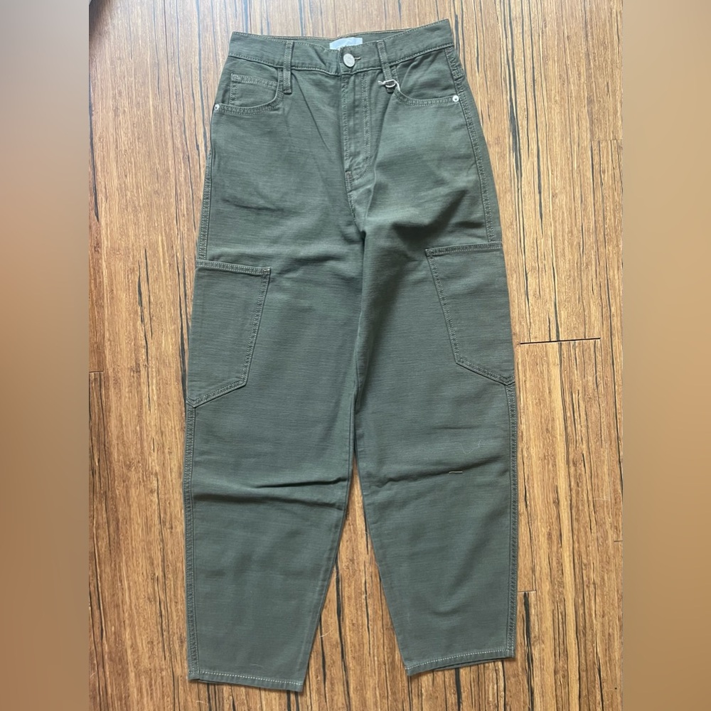 NWT Frame Denim Ultra High Rise Barrel Pant in green